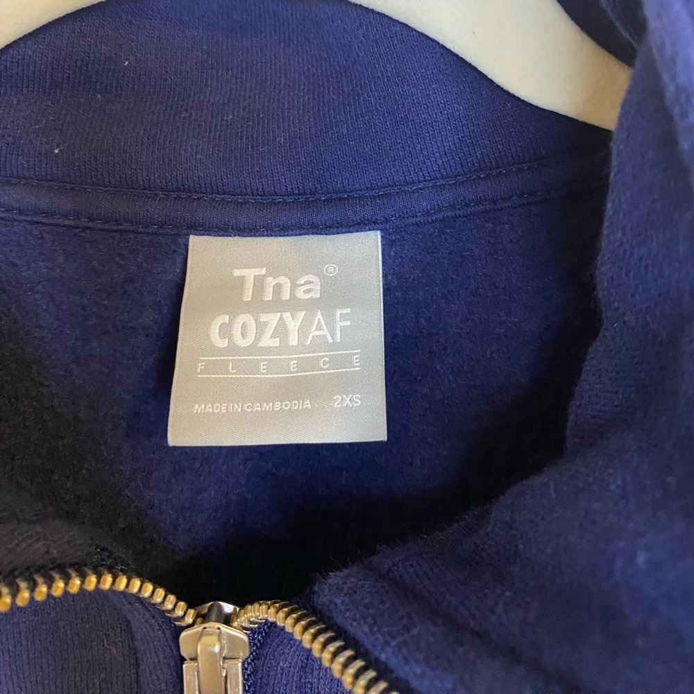 Aritzia Tna Cozy AF SET 1/4 Zip Pullover Sweatshirt & Sweatpants Navy - Picture 3 of 11